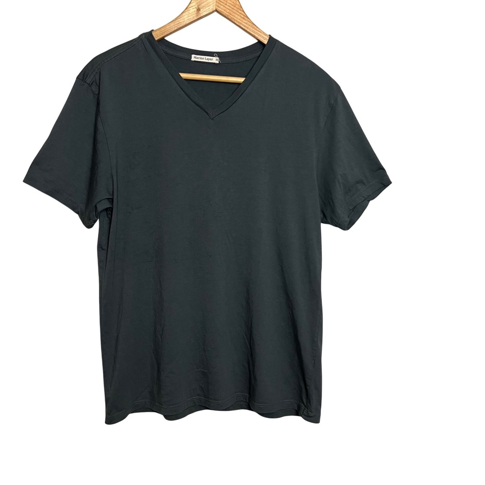 Marine Layer Womens‎ V-Neck T-Shirt Olive Green Short Sleeve Size M